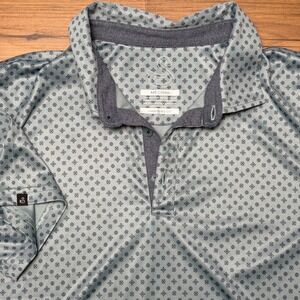 Swannies Polo Shirt Mens Medium Gray Floral Print Golf Performance Preppy‎ Tech
